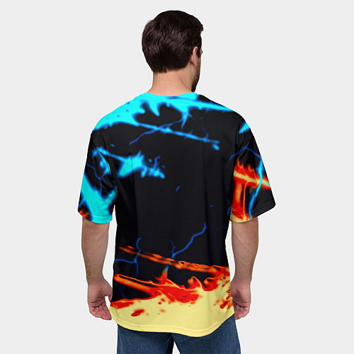 Мужская футболка оверсайз Horizon zero dawn огонь и лёд / 3D-принт – фото 4