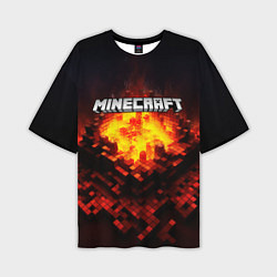 Мужская футболка оверсайз Minecraft огненные кубики