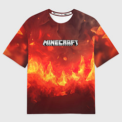 Футболка оверсайз мужская Minecraft logo fire, цвет: 3D-принт
