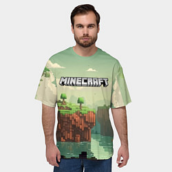 Футболка оверсайз мужская Minecraft logo квадратный мир, цвет: 3D-принт — фото 2