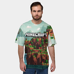 Футболка оверсайз мужская Minecraft logo квадратный мир, цвет: 3D-принт — фото 2