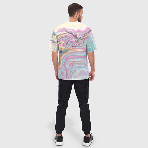 Мужская футболка оверсайз Мрамор узор разноцветный / 3D-принт – фото 4