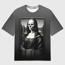 Мужская футболка оверсайз Мона Лиза Black skull