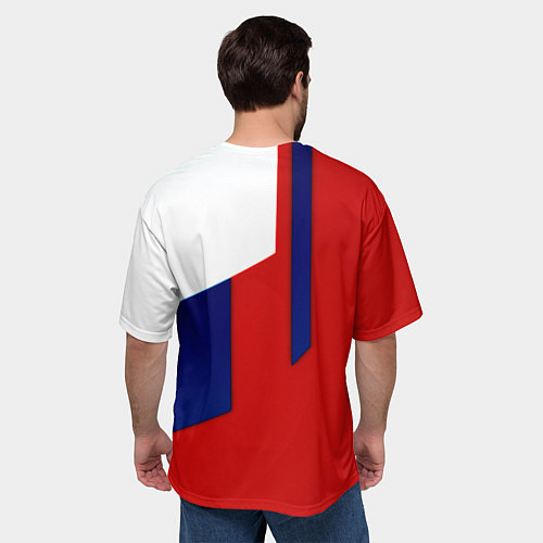 Мужская футболка оверсайз Спортивная текстура герб России / 3D-принт – фото 4