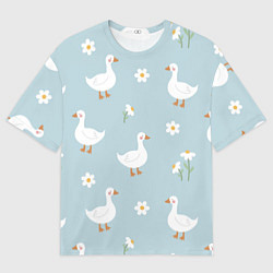 Футболка оверсайз мужская Гусиный узор, цвет: 3D-принт