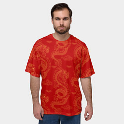 Футболка оверсайз мужская Красный - дракон, цвет: 3D-принт — фото 2