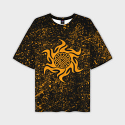 Мужская футболка оверсайз Оберег воина в символике солнца