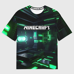 Футболка оверсайз мужская Minecraft logo зеленый мир, цвет: 3D-принт