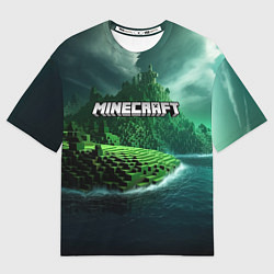 Футболка оверсайз мужская Minecraft logo зеленый мир, цвет: 3D-принт
