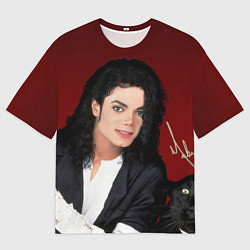 Футболка оверсайз мужская Michael Jackson с пантерой и автографом, цвет: 3D-принт