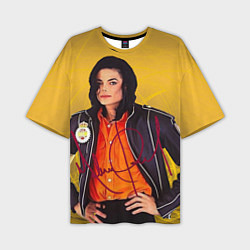 Мужская футболка оверсайз Michael Jackson на золотом фоне с графикой
