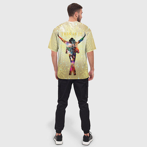 Мужская футболка оверсайз Michael Jackson THIS IS IT - с салютами на золотом / 3D-принт – фото 4