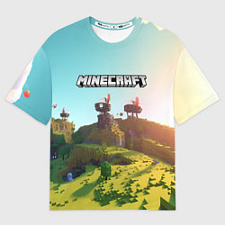 Футболка оверсайз мужская Minecraft logo солнечная карта, цвет: 3D-принт