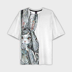 Мужская футболка оверсайз Застенчивый кролик