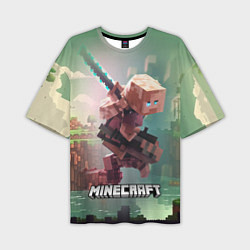 Мужская футболка оверсайз Персонаж Minecraft ниндзя в прыжке