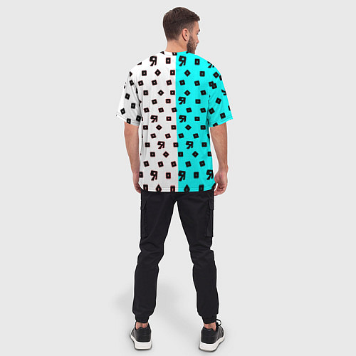 Мужская футболка оверсайз Roblox pattern logo mobile / 3D-принт – фото 4