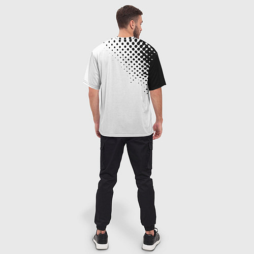 Мужская футболка оверсайз Juventus sport black geometry / 3D-принт – фото 4