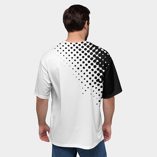 Мужская футболка оверсайз Juventus sport black geometry / 3D-принт – фото 4