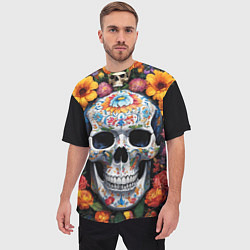 Футболка оверсайз мужская Bright colors and a skull, цвет: 3D-принт — фото 2