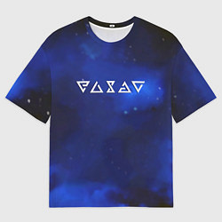 Футболка оверсайз мужская Ведьмак лого космос, цвет: 3D-принт