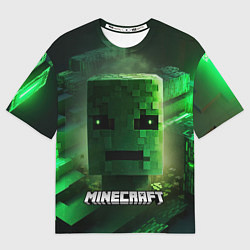 Футболка оверсайз мужская Minecraft зеленая голова, цвет: 3D-принт