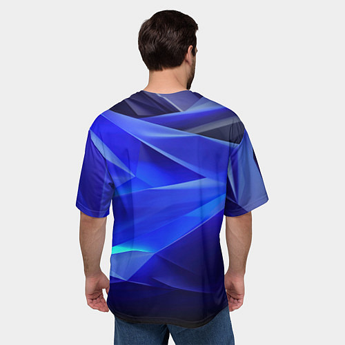 Мужская футболка оверсайз Black and blue abstract background sport style / 3D-принт – фото 4