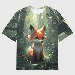 Футболка оверсайз мужская Лисёнок в солнечных лучах, цвет: 3D-принт
