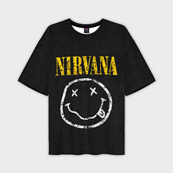 Мужская футболка оверсайз Джинсовка с nirvana