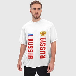 Футболка оверсайз мужская Россия три полоски на белом фоне, цвет: 3D-принт — фото 2