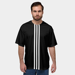 Футболка оверсайз мужская Просто три белых полоски, цвет: 3D-принт — фото 2