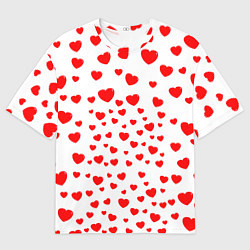 Футболка оверсайз мужская Любовь паттерн сердца, цвет: 3D-принт