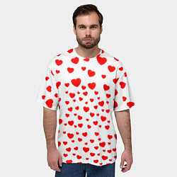 Футболка оверсайз мужская Любовь паттерн сердца, цвет: 3D-принт — фото 2