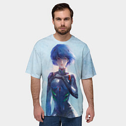 Футболка оверсайз мужская Рей Аянами из Евангелиона, цвет: 3D-принт — фото 2