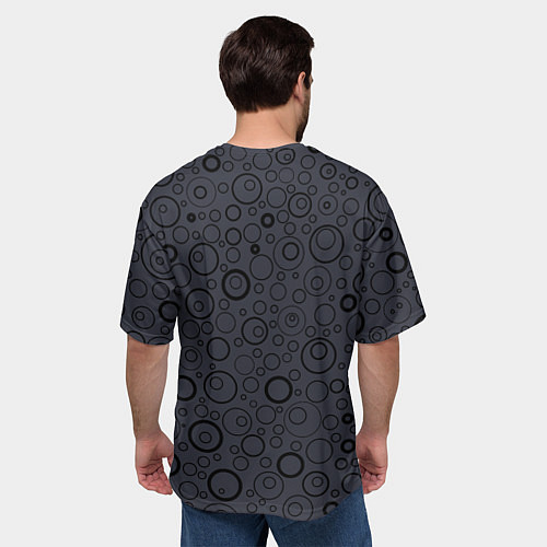 Мужская футболка оверсайз Серо-фиолетовый паттерн пузырьки / 3D-принт – фото 4