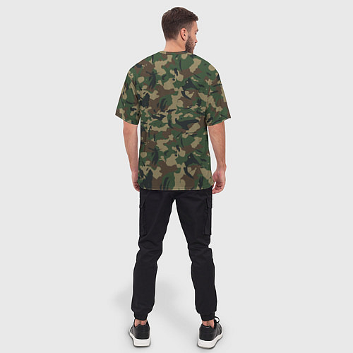 Мужская футболка оверсайз Классический лесной камуфляж / 3D-принт – фото 4