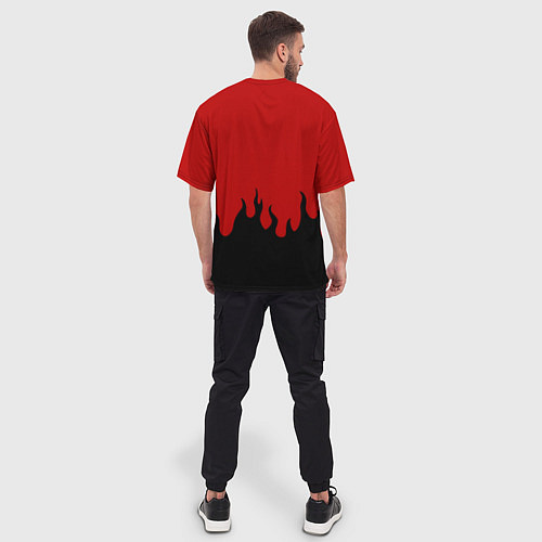 Мужская футболка оверсайз NBA огонь спорт текстура / 3D-принт – фото 4