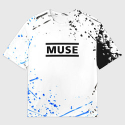 Футболка оверсайз мужская MUSE рок стиль краски, цвет: 3D-принт