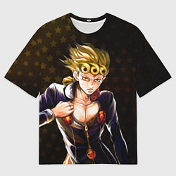 Футболка оверсайз мужская Джорно Джованна на фоне звездочек из ДжоДжо, цвет: 3D-принт