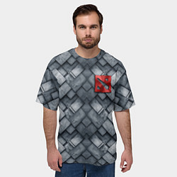 Футболка оверсайз мужская Dota - metal texture logo, цвет: 3D-принт — фото 2