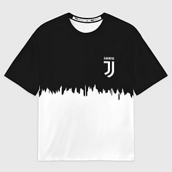 Футболка оверсайз мужская Juventus белый огонь текстура, цвет: 3D-принт