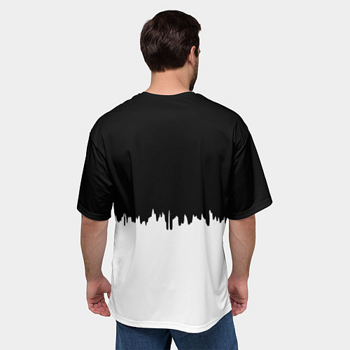 Мужская футболка оверсайз Juventus белый огонь текстура / 3D-принт – фото 4