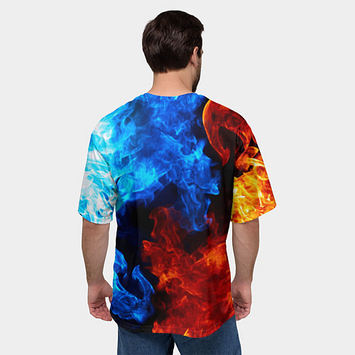 Мужская футболка оверсайз Pink floyd битва огней / 3D-принт – фото 4