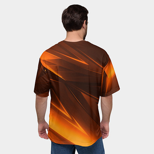 Мужская футболка оверсайз Geometry stripes orange / 3D-принт – фото 4