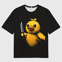 Футболка оверсайз мужская Утка с ножом мем, цвет: 3D-принт