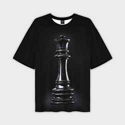Футболка оверсайз мужская Черный ферзь - шахматы, цвет: 3D-принт