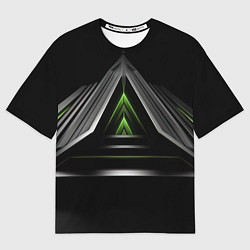 Мужская футболка оверсайз Black green abstract nvidia style
