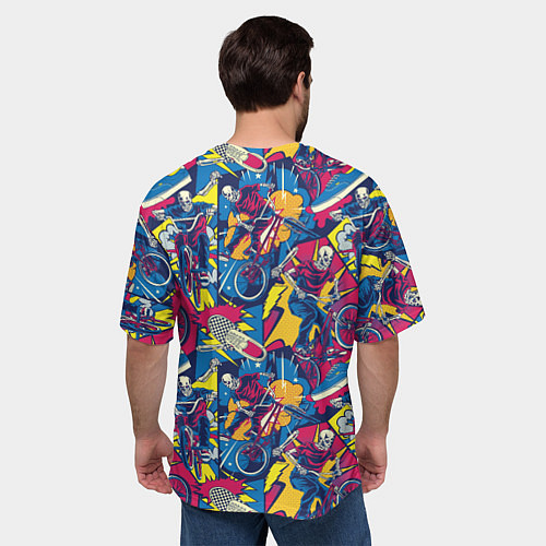 Мужская футболка оверсайз Езда на велосипеде BMX в стиле комиксов / 3D-принт – фото 4