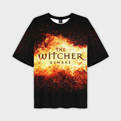Мужская футболка оверсайз The Witcher Remake в пламени огня