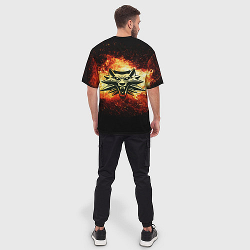 Мужская футболка оверсайз The Witcher Remake в пламени огня / 3D-принт – фото 4