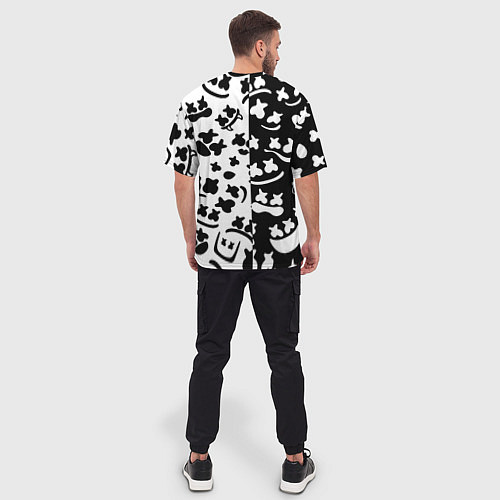 Мужская футболка оверсайз Marshmello music pattern / 3D-принт – фото 4